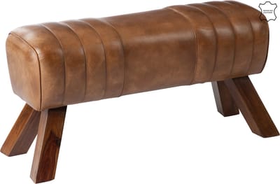 J-Line decoratie Gymbank - leder/hout - cognac