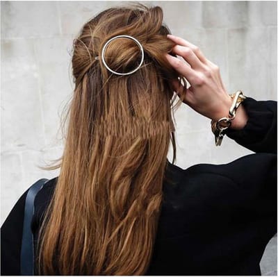 Hollow Cirkel Haarclip Zilver Geometrische Ronde Haarklem voor Dames en Meisjes