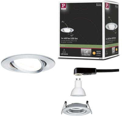 LED-inbouwlamp 3-Step-Dim Nova zwenkbaar rond 84mm 50° GU10 6,5W 460lm 230V dimbaar 2700K Alu gedraaid