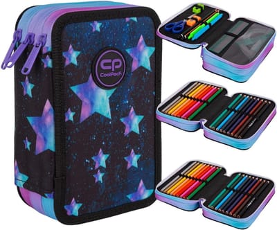 Pennenetui JUMPER - Etui met inhoud - Schoolspullen organiseren - Waterdicht polyester materiaal - 20.1 x 14.4 x 7.3 cm
