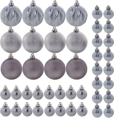 KADAX Kerstballen van kunststof, set van 44 ballen, kerstballen, kerstboomversiering, kerstdecoratie (grafiet, 44 stuks)