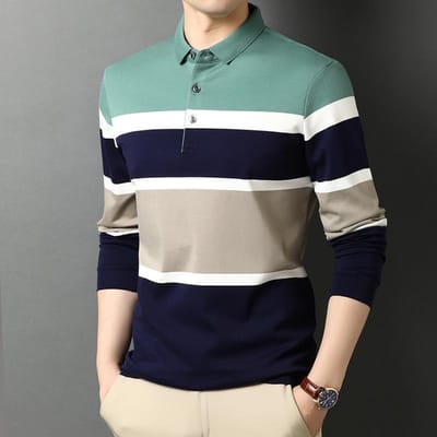 T-shirt à manches longues pour hommes Printemps et Automne Nouveau Âge moyen et Jeune Revers Slim Coton Chemise de base Polo pour hommes XXXL white