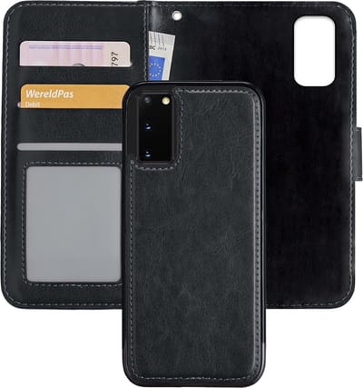 Hoes - 2 in 1 - Geschikt voor Samsung Galaxy S20 - Met Uitneembare Hard Cover - Bookcase - Wallet Case - Met Pasjeshouder - Book Case - Uitneembaar - Pashouder - Kunstleer - Zwart