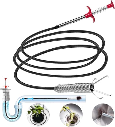 Ontstoppingsveer - 2 Stuks - 1.6m Rioolveer - Gootsteen Ontstopper - Afvoer Ontstopper - Draindodger - Trekveer Ontstopper - Rioolveer - Drain Cleaner - Rioolontstopper - Voor keukenspoelbak, badkuip, riool en gevallen voorwerpen - Rood