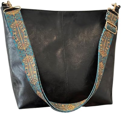 Stijlvolle Vegan Leren Crossbody Hobo Tas met Rits in Zwart voor Vrouwen - Ideaal voor Werk, Winkelen en Reizen met Brede Gitaarband
