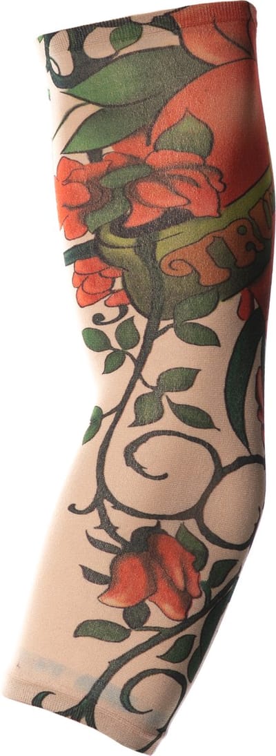 Partychimp Tatttoo Rozen Neptattoo Sleeve voor bij Halloween Kostuum Volwassenen Carnaval Accessoires voor bij Carnavalskleding Heren Carnavalskleding Dames - Multicolor