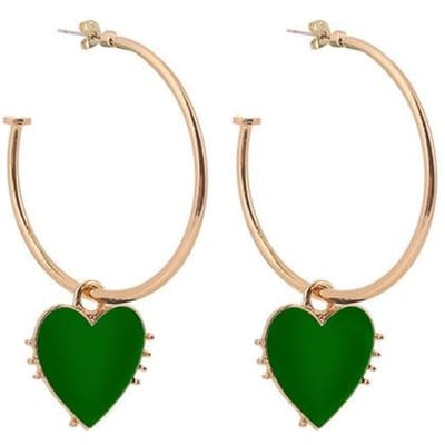 Mode Rode Liefde Hart Grote Hoepel Oorbellen Voor Vrouwen Gouden Kleur Hoepels Oorbellen Cirkel Oor Ringen Vintage Sieraden groen