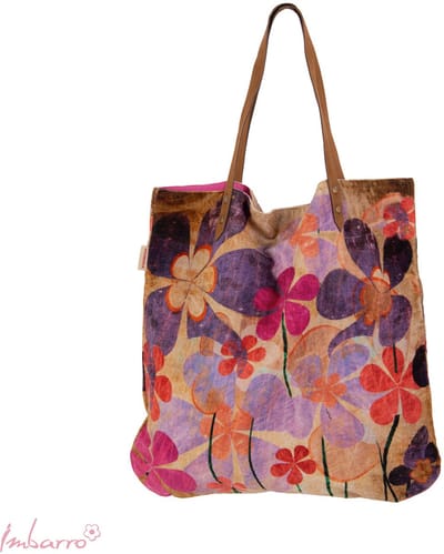 Imbarro - Shopper - Strandtas - Tas - Velours - Flowers - 50 x 50 cm