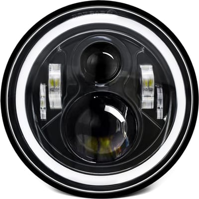 2 pièces 7 pouces voiture moto phare LED avec DRL/clignotant/feux de croisement/feux de route 7 ''H4 LED ronde 1pcs jaune