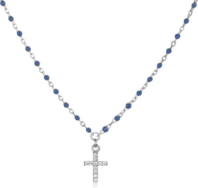 Kleine kruisketting - Dames ketting - Dagelijks dragen - Sterling zilver - 1 cm - Zilver