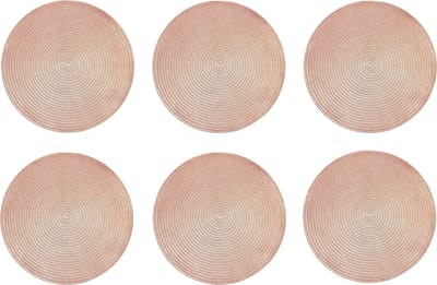 Krumble Placemat - Set van 6 - Placemats - Onderzetter - Rond - PVC - Tafelbeschermer - Onderlegger - Hittebestendig - Decoratieve placemat - Rond - Roségoud