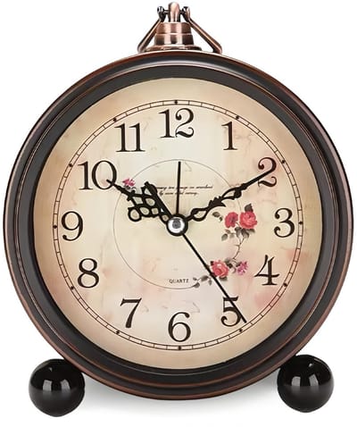 Dailygoods - Retro analoge wekker: retro tafelwekker in Europese stijl 5,3 inch, stil metalen alarm, voor slaapkamer en woonkamer (11 zwart)