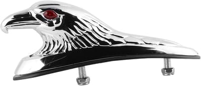 Motorfiets Spatborddecoratie in Aluminium Zilver, 12V Voorspatbord Ornament met Adelaarskop voor Universele Motorfietsen en Custom Bikes