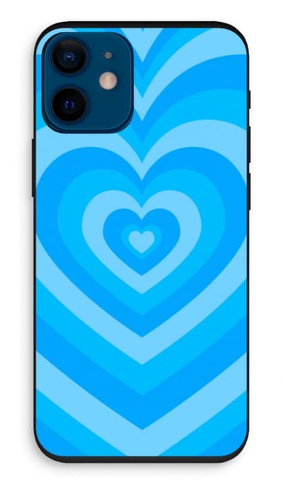 Case Company® - Hoesje geschikt voor iPhone 12 mini hoesje - Hart Blauw - Biologisch Afbreekbaar Telefoonhoesje - Bescherming alle Kanten en Schermrand