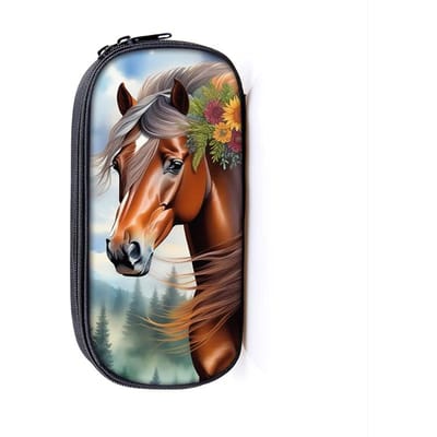 Sac à crayons pour enfants Cheval au galop Trousse à crayons Étalon Pochette à maquillage pour filles Sac de rangement Sac à fournitures scolaires pour enfants