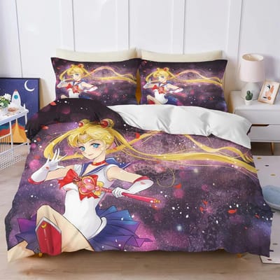 Anime S-Sailor & M-Moon Beddengoedset, Dekbedovertrek Dekbed Bedset Quiltovertrek Kussensloop, King Queen Twin Maat Jongens Meisjes Volwassenen 70x133cm 2pcs