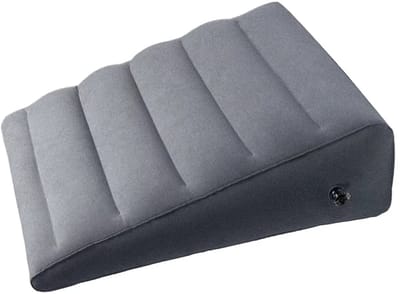 Draagbaar Wedge Kussen voor Reizen en Kamperen – Kniekussen, Voetkussen en Opblaasbaar Rugkussen voor Benensteun, Slaapkussen, Comfort en Elevatie van Benen - Donkergrijs