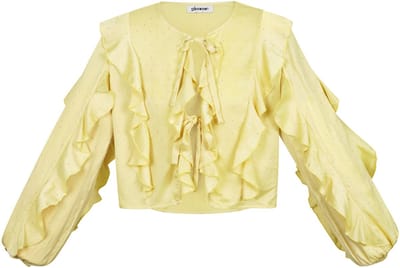 Gimme - Blouse with Ruffles – Elegante Blouse met Ruches – Romantisch Geweven Shirt voor Lente & Zomer - Geel - Maat M