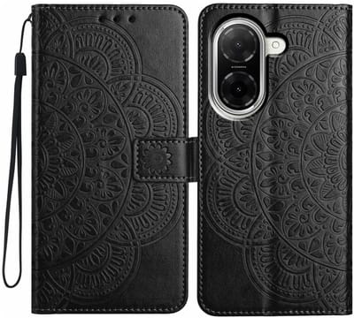 Mandala Book Case Geschikt voor Xiaomi Redmi A5 4G - Hoesje met Pasjeshouder Zwart