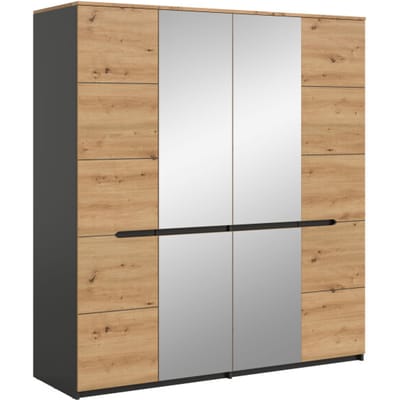Moderne 4-deurs kledingkast met spiegels - Ruime opbergoplossing voor je slaapkamer - 180x198x59cm