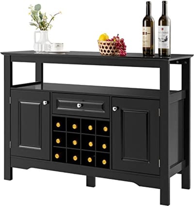 Keukenkast met Wijnrek, Dressoir en Vitrinekast - 116 x 40 x 82 cm