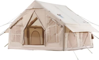 Velmio Tent - Opblaasbare tent - Glamping – 4/6 Persoons - 3x2.1x2m - Luchtconstructie en Ventilatie - Luxe Camping Tenten – Waterdicht – Beige