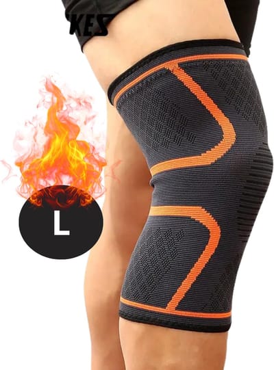 Bovista Kniebrace - Sportbrace Knie - Knee Sleeves - Knee Sleeves Powerlifting - Compressie Knie Brace - Knee Wraps - Knee Support - Dames - Heren - Comfortabel - Oranje - Maat L