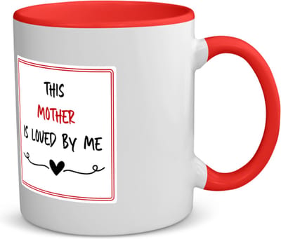 Akyol - this mother is loved by me koffiemok - theemok - rood - Mama - iemand die houdt van zijn moeder - moeder cadeautjes - moederdag - verjaardag - geschenk - kado - 350 ML inhoud