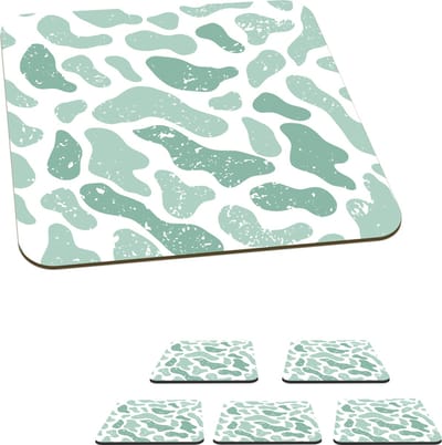 Onderzetters voor glazen - Abstract - Verf - Patroon - Grijs - Dierenprint - 10x10 cm - Glasonderzetters - 6 stuks