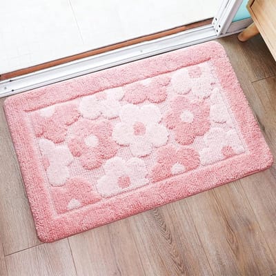 Badmat - Microfiber Antislip Douchemat met TPR Onderlaag - Zacht Plush Hoogpolig Badkamerkleed - Absorberend Vloerkleed - Formaat 50x80 cm - Roze Kleur