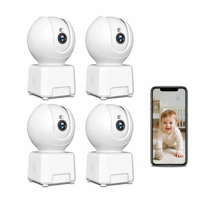 3MP WiFi IP Beveiligingscamera Binnen, Draaibare Camera met Zoom, Nachtzicht en Tweeweg Audio 4PCS