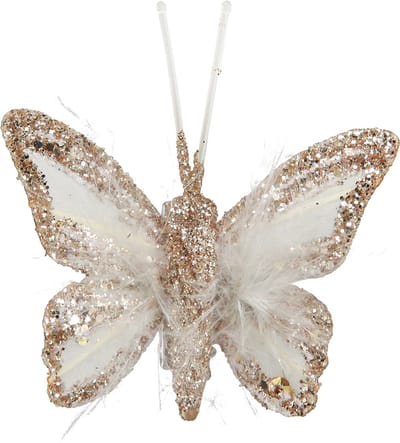 Veervlinders op clip witgoud 5cmx4,5cm 4 st
