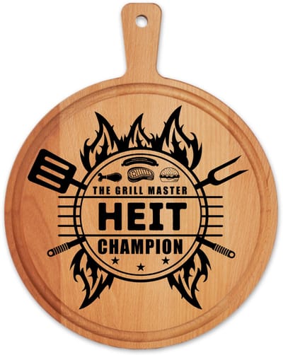 BBQ Plank - Heit, The Grill Master Champion - Barbeque - Frysk - Fryslan - Fries - Friesland - Borrelplank - JMWOODS - Vleesplank - Beukenhout - Papadag - Geschenk - Vaderdag - Cadeau - Kado