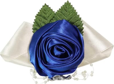 Pols Bloemen Corsage - Bruiloft Armband - Feestelijke Decoratie - Kunstbloemen - 2 Stuks - Blauw