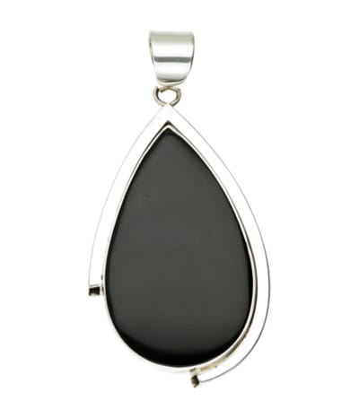 Zilveren Onyx edelsteen druppel XL hanger