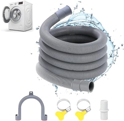 Dailygoods- Afvoerslang 2M - Verlengset - Inclusief beugel/slangverbinder/slangklemmen - Geschikt voor wasmachine/vaatwasser/droger - Polypropyleen - Waterdicht - Afvoerbuis