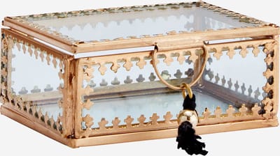Madam Stoltz - Glazen Sieraden Doosje Glas met Messing en Kwastje