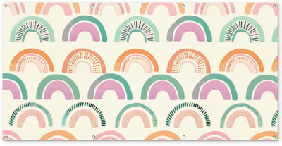 Tuinposter 200x100 cm - Tuindecoratie Regenboog - Pastel - Patroon - Poster voor in de tuin - Buiten decoratie - Schutting tuinschilderij - Tuindoek muurdecoratie - Wanddecoratie balkondoek