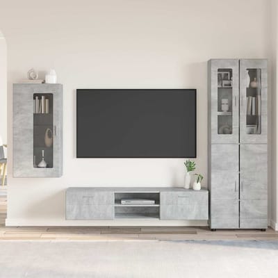 vidaXL - Tv-meubelset - FLORIN - 3 - st - Beton - Grijs - Bewerkt - hout