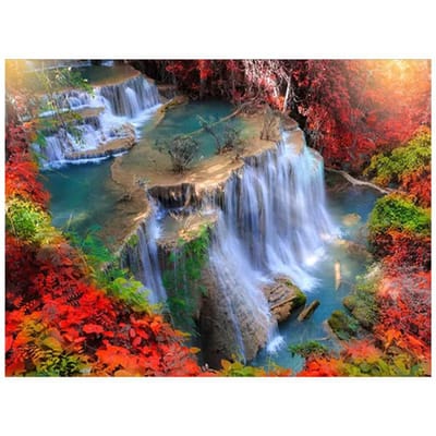 Diamant Schilderij Waterval natuurlandschap volledige ronde Kruissteek Diamant Borduurwerk 20X30CM gray