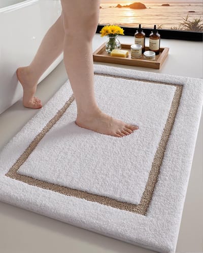Badmat in Khaki 61 x 92 cm, Waterabsorberend en Sneldrogend Microvezel, Antislip en Wasbaar, Luxe Badkameraccessoire