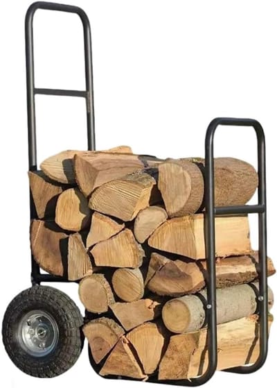 Houtkar met wielen - Transportwagen hout - Brandhout opslag - Draagvermogen 100 kg - 109 x 70 x 30 cm