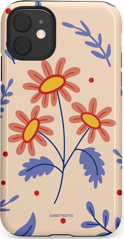 Casetastic hoesje geschikt voor Apple iPhone 11 - Dubbellaagse bescherming - Perzikbloem trio - Fashion Case - Lavendel Perzik Zand