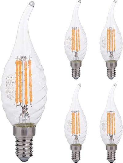 Optonica LED Filament Kaarslamp C35 E14 - 4W (vervangt 30W) - 400lm - 2700K Warm Wit - 230V - Energiezuinig - 5 stuks