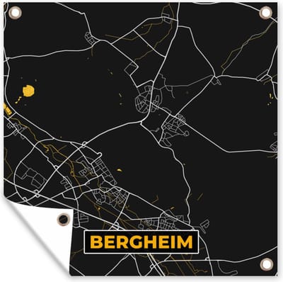 Tuin poster Duitsland – Black and Gold – Bergheim – Stadskaart – Kaart – Plattegrond - 200x200 cm - Tuindoek