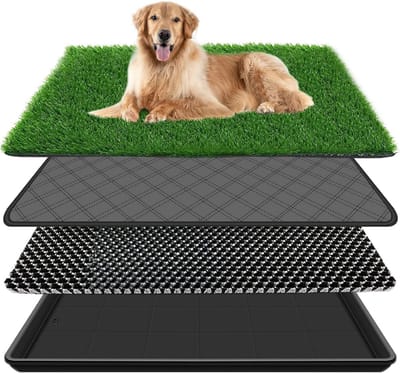 TIM® Hondentoilet Kunstgras - Geurafstotend - Honden Wc Outdoor & Indoor - Zindelijkheidstraining Hond – Dierentoilet – Puppy Pads – Huisdierentoilet - 60 x 90 cm - Zwart - 5cm x 91cm x 61cm