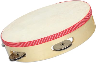 Houten Tamboerijn - Percussie Instrument - Muziek Maken - Duurzaam Hout - 20.5 cm - Meerkleurig