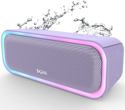 Draadloze Bluetooth Speaker met 20W Stereo Geluid, Extra Bass, IPX6 Waterproof, TWS Koppeling, Multikleurige Lichten, 20U Speeltijd, Draagbaar voor Strand en Buitengebruik