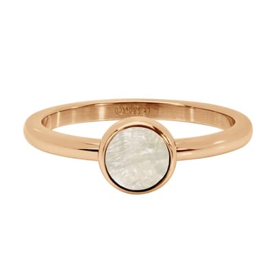 Quiges Stapelring Dames - Vulring - RVS Roségoudkleurig met Schelp Creme - Maat 19 - Hoogte 2mm