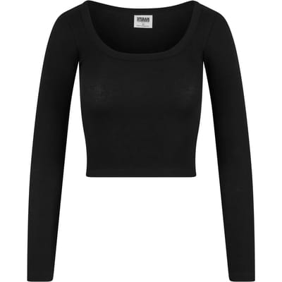 Urban Classics - Organic Rib Jersey Wide Neck Crop top - 5XL - Zwart